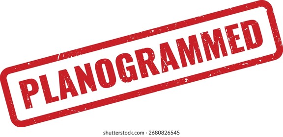 Red Planogrammed Grunge Rubber Stamp on White Background Indicating Shelf Layout Set