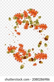 Red Plant Background Transparent Vector. Foliage Modern Illustration. Orange Leaves. September Design. Brown Herb Backdrop.