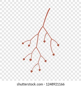 Red plant branch icon. Flat illustration of red plant branch vector icon for web design