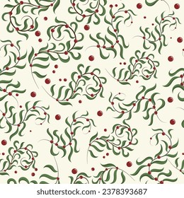 Rote Pflanzen und Früchte Muster, Weihnachten nahtlos. Ornament für Geschenkpapier, Gewebe, Kleidung, Textilien, Oberflächentexturen, Scrapbys.