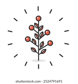 Red plant hand drawn doodle element vector illustration on white background.
