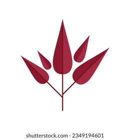 Vector plano de icono de hoja de planta roja. Hojas de árbol. Caída del otoño aislada