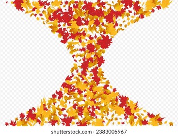 Red Plant Vector Transparent Background. Design Foliage Illustration. Orange Canadian Leaves Card. Nature Frame.