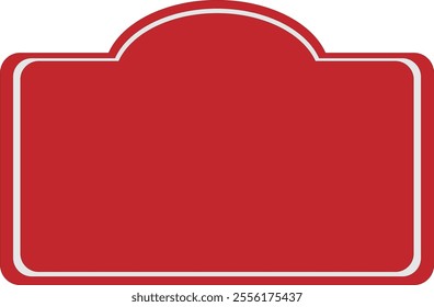 a red plaque with a white outline inside