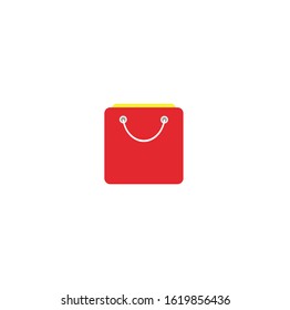 Red plastic bag for shopping vector graphics.