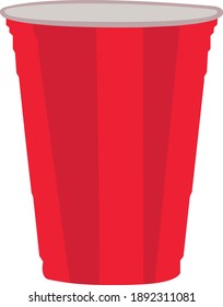 Red plastic beer pong glass with the ball. American college party glass