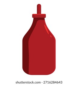 rote Plastikflasche, die Tomatenketchup oder andere Sauce abgibt, einzeln auf weißem Hintergrund