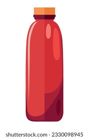 rote Plastikflasche auf Weiß