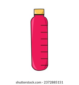 rote Plastikflasche mit gelber Verschlusskappe auf weißem Hintergrund.
