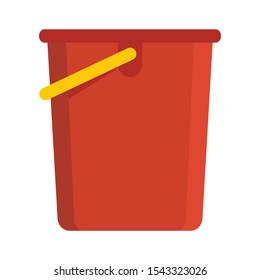 Red plastic bucket flat icon. Vector Red plastic bucket in flat style isolated on white background. Element for web, game and advertising