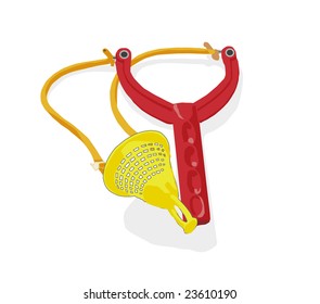 red plastic catapult, vector illustration