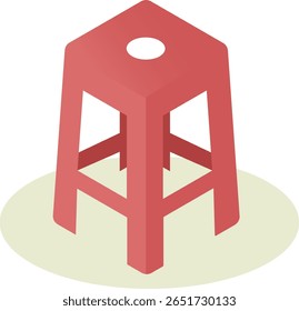 Red Plastic Chair with Brown Background Vector