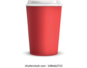 Red plastic coffee cup. EPS 10