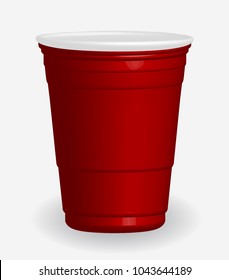 Red plastic cup. 3d illustration isolated on white background