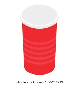 Red plastic cup icon. Isometric of red plastic cup vector icon for web design isolated on white background