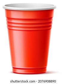 Red Plastic Cup Mockup Disposable Container Stock Vector (Royalty Free ...