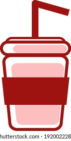 Vaso de plástico rojo con paja, ilustración, vector sobre fondo blanco.
