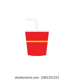 a red plastic cup with a straw isolated on white background
