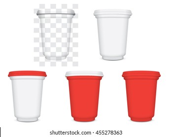 red plastic cup for your design and logo Easy to change colors Mock up EPS10