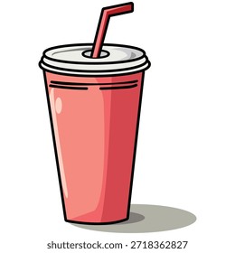 Roter Plastikbecher mit Stroh für Getränke, Erfrischungen und Smoothies