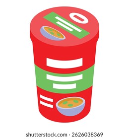 Red plastic food container preserving prepared soup for convenient and quick meals