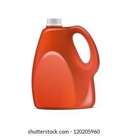 Red Plastic Jerrycan On White Background Isolated. Ready For Your Design. Product Packing Vector EPS10