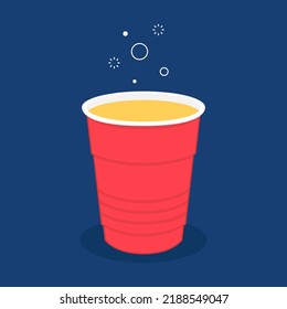 Red Plastic Party Cup, Material Design. Red Beer Cup Vector.