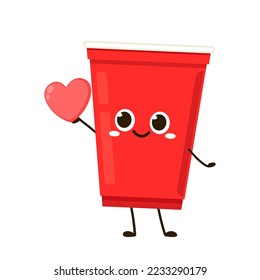 Red plastic party cup, material design. Red beer cup vector. plastic character design.