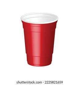 Cubos de partido de plástico rojo aislados en fondo blanco