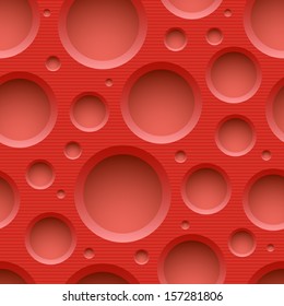 Red plastic seamless pattern with holes. Vector illustration