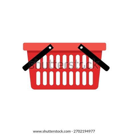 Red Plastic Shopping Basket Icon. Shopping or retail activities.