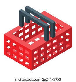 Cesta de compras plástica roja lista para poner los productos dentro