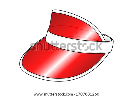 Red Plastic Transparent Clear Sun Visor Cap Template On White Background, Vector File.