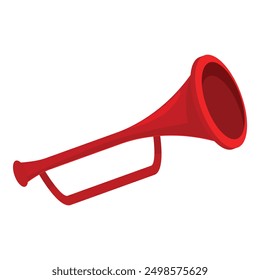 Red plastic trumpet making a loud sound for a special event