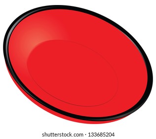 Red plate with black rim. Vector illustration.