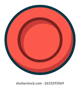 red plate dish ceramic food flat color vector illustration template design