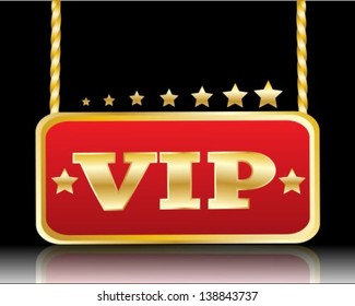 red plate with the image of stars and VIP inscription on a black background