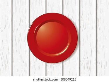 Red plate on the table