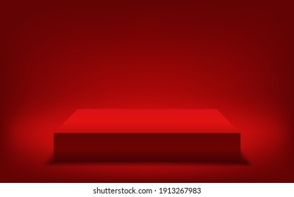 Red Platform For Product Demo. 3d Vector