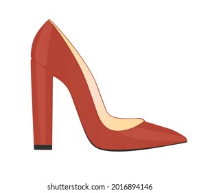 Red platform shoe. vector illustration