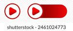 Red play button banner . Simple play button icon.