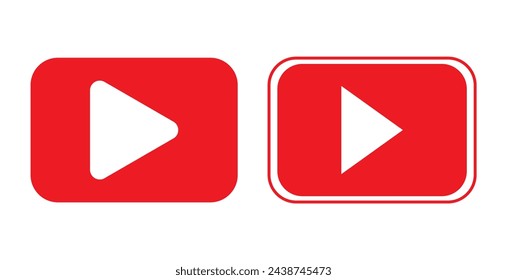 Red play button icon design isolated on white background. Vector illustration, eps10