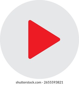 Red Play Button Icon Flat Vector Illustration