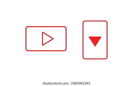 red Play button icon set. Collection of media player icons. Video media player symbol. red play vector logo