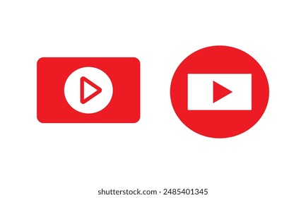 red Play button icon set. Collection of media player icons. Video media player symbol. red play vector logo