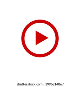 Red play button icon symbol. Play Button Icon in flat design on the white background.