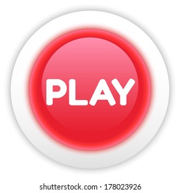Red play button isolated on white background