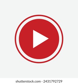 Red Play Button - Play Button Vector, Circle Play Button. red video play button icon with white background. Vector illustration. Eps file 632.