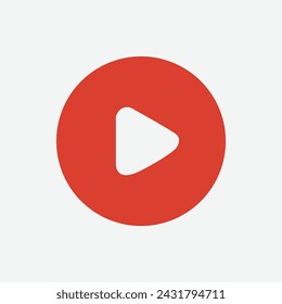 Red play button. Vector icon isolated on grey background. Trendy circle play button icon in flat style. Template for radio symbol, video player,app, and media logo. Vector illustration. Eps file 634.
