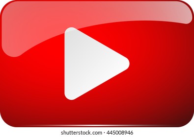 Red play button vector icon 